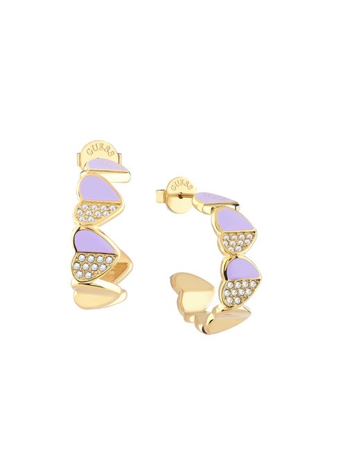 GUESS LOVELY GUESS Enamelled heart earrings yellow gold/lilac - Earrings