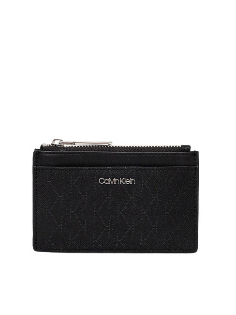 CALVIN KLEIN CK MUST Flat card holder with zip blackmono - Women’s Wallets
