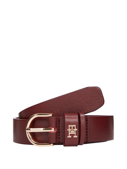 TOMMY HILFIGER ESSENTIAL EFFORTLESS Leather Belt Made in Italy oxblood - Belts