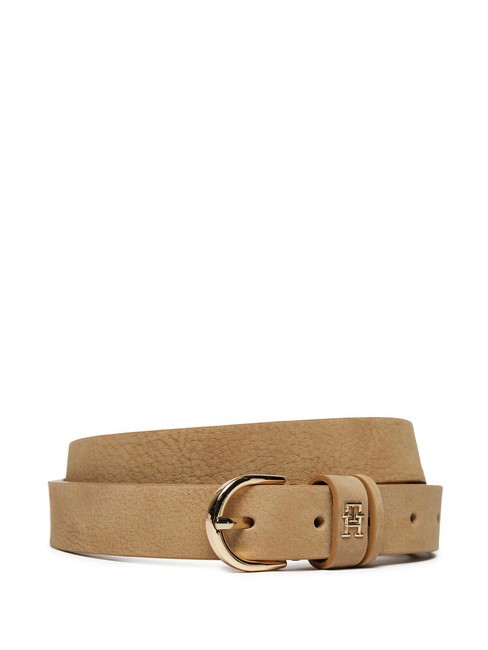 TOMMY HILFIGER ESSENTIAL EFFORTLESS Made in Italy leather belt safari canvas - Belts
