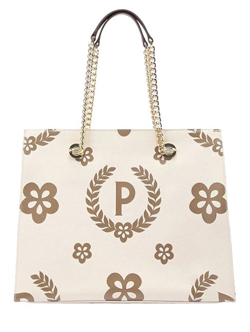 POLLINI HERITAGE  Shopping bag with all over print ivory - Women’s Bags