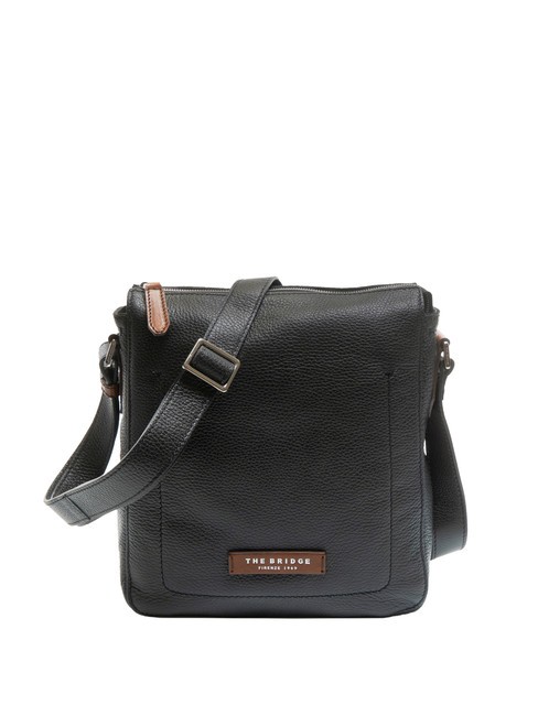 THE BRIDGE PLUMIXO Leather bag black/brown 14 abb. ruthenium or palladium - Over-the-shoulder Bags for Men