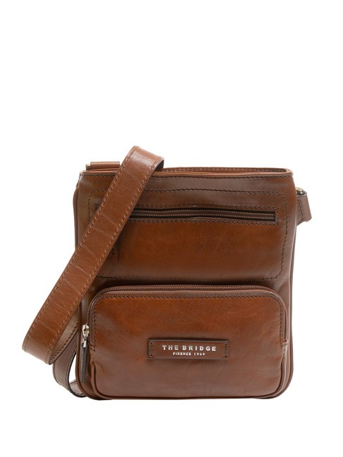 THE BRIDGE CORE Leather shoulder bag with pockets Brown / Palladium - Women’s Bags