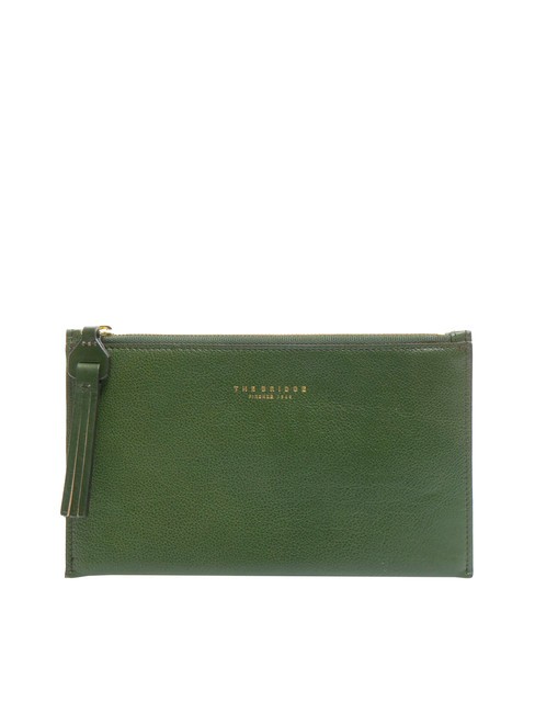 THE BRIDGE MARGHERITA Flat leather clutch english green abb. gold - Women’s Bags