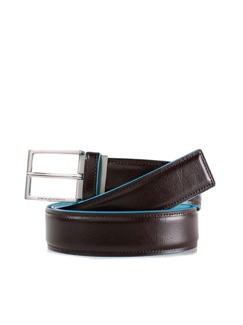 PIQUADRO BLUE SQUARE Custom shortenable belt in leather MAHOGANY - Belts