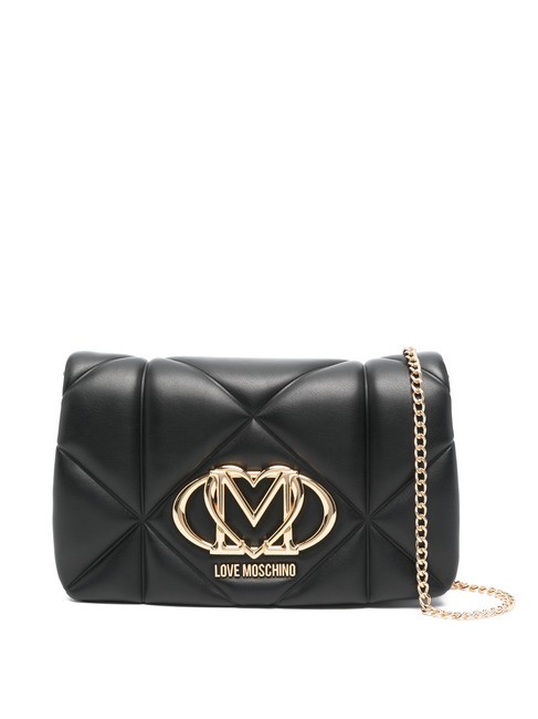 LOVE MOSCHINO GEOMETRIC Clutch with chain shoulder strap Black - Women’s Bags