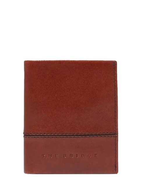 THE BRIDGE DAMIANO Leather Card Holder Wallet Brown / Ruthenium - Men’s Wallets