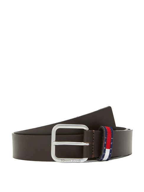 TOMMY HILFIGER TOMMY JEANS RYAN Leather belt dark brown - Belts