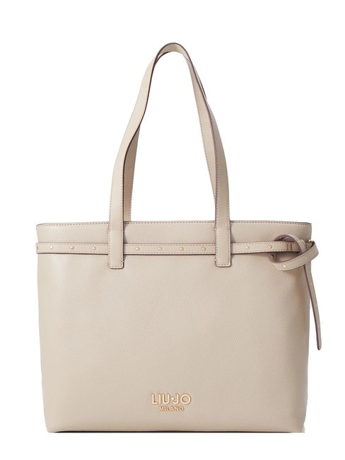 LIUJO EVRIM Shopping bag with studs NEUTRAL - Women’s Bags