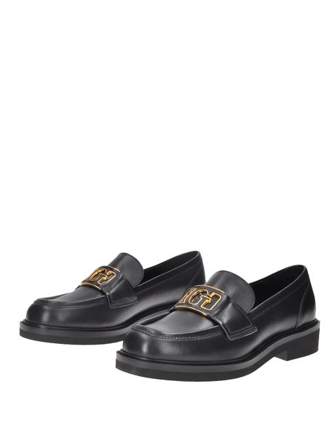 GUESS SHUTTLE Leather moccasins BLACK - Women’s shoes
