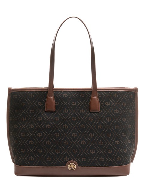 ROCCOBAROCCO FRIDA Jacquard fabric shopping bag chocolate - Women’s Bags