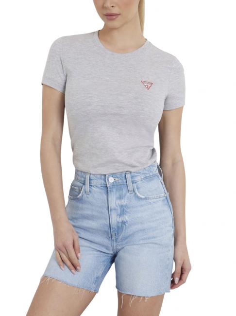 GUESS MINI TRIANGLE Slim fit T-shirt light melange gray m - T-shirt