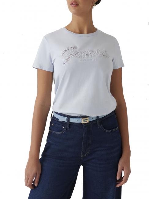 GUESS SS SCRIPT LACE LOGO EASY  Cotton T-Shirt airway blue - T-shirt