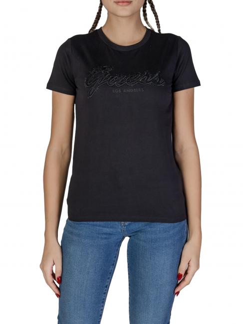 GUESS SS SCRIPT LACE LOGO EASY  Cotton T-Shirt jetbla - T-shirt