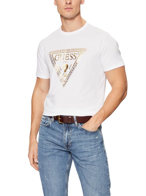 GUESS SS BSC CHAIN TRILOGO Cotton T-Shirt purwhite - T-shirt