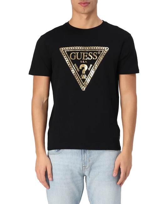 GUESS SS BSC CHAIN TRILOGO Cotton T-Shirt jetbla - T-shirt