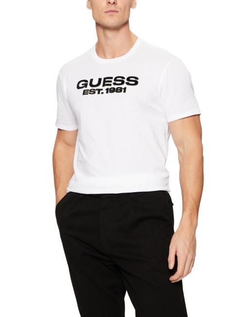 GUESS SS BSC VELVET LOGO  Cotton T-Shirt purwhite - T-shirt