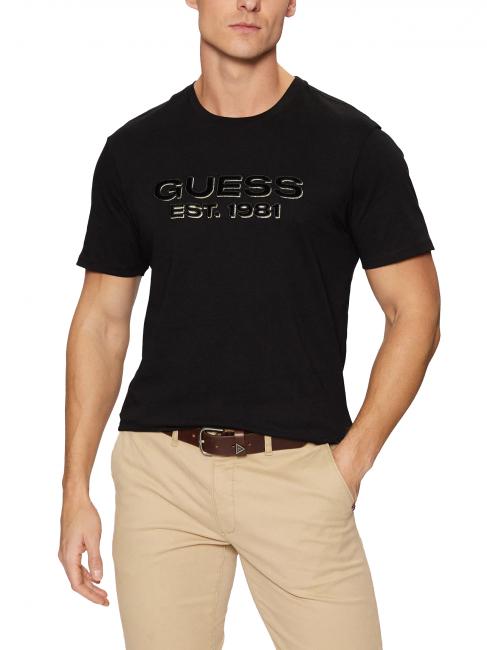 GUESS SS BSC VELVET LOGO  Cotton T-Shirt jetbla - T-shirt