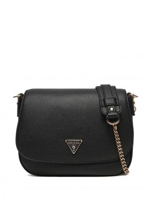 GUESS FEDORA Small shoulder bag with flap BLACK - Women’s Bags