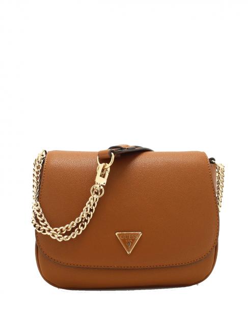 GUESS FEDORA Small shoulder bag with flap COGNAC - Women’s Bags