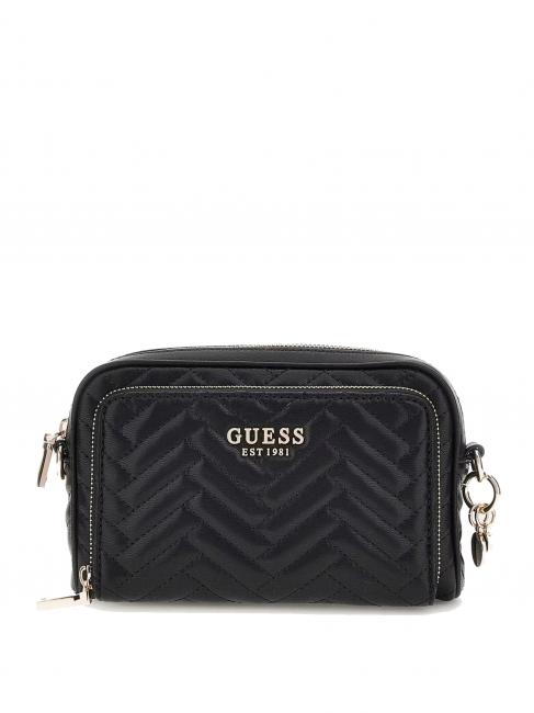 GUESS ANNING Quilted camera case bag BLACK - Women’s Bags