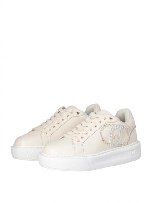 LIUJO KYLIE 32 Sneakers with jewel logo ivory - Women’s shoes