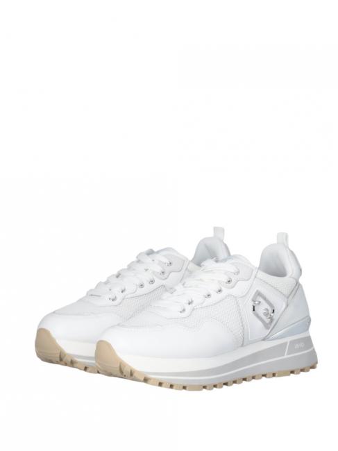 LIUJO MAXI WONDER 01 Platform sneakers in leather and mesh white - Women’s shoes