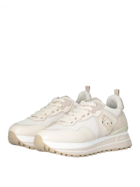 LIUJO MAXI WONDER 01 Platform sneakers in leather and mesh ivory - Women’s shoes