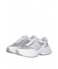 LIUJO EVA 02 Leather and lurex sneakers white/silver - Women&rsquo;s shoes - 1
