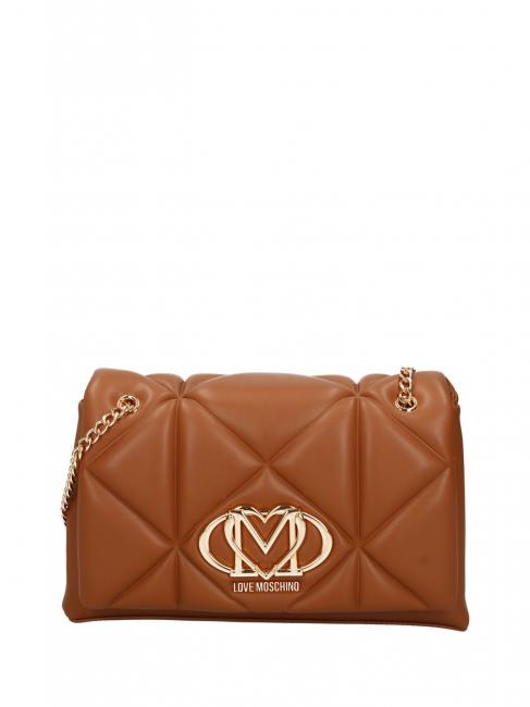 LOVE MOSCHINO GEOMETRIC Convertible bag with flap camel - Women’s Bags