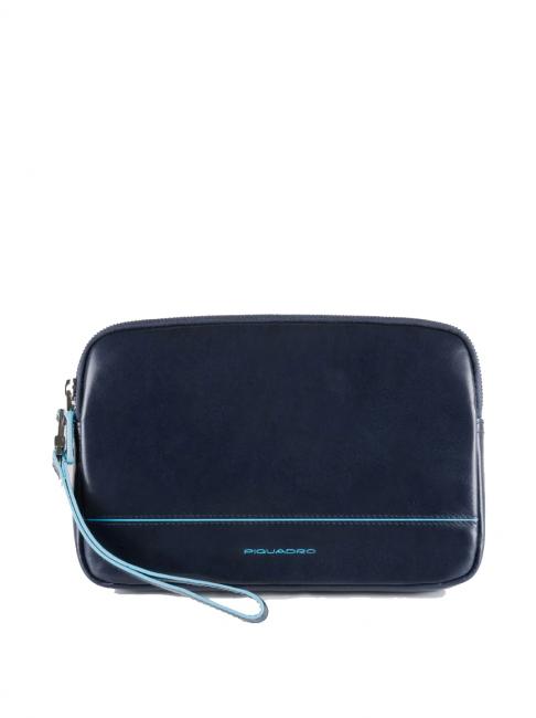 PIQUADRO BLUE SQUARE Leather clutch with cuff blue - Over-the-shoulder Bags for Men