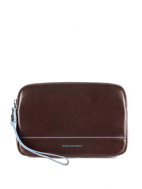 PIQUADRO BLUE SQUARE Leather clutch with cuff MAHOGANY - Over-the-shoulder Bags for Men
