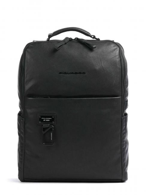 PIQUADRO HARPER Leather backpack for 15.6" laptop Black - Laptop backpacks