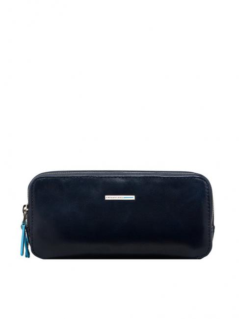 PIQUADRO BLUE SQUARE Mini leather bag 3 zips blue - Tablet holder& Organizer