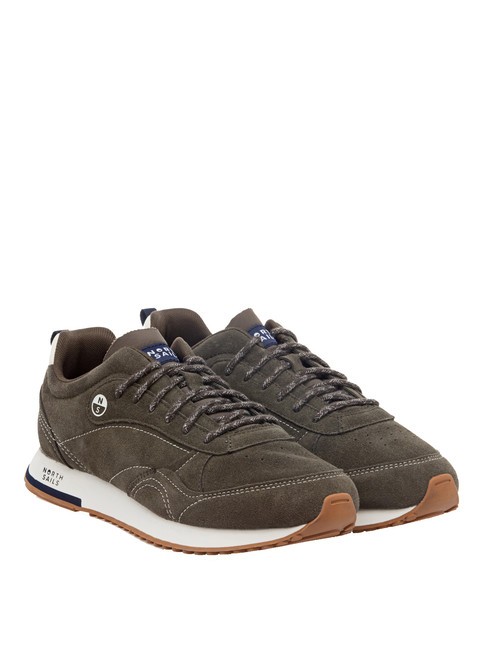 NORTH SAILS TAILER SUEDE Suede leather sneakers khaki-off white-navy023 - Men’s shoes