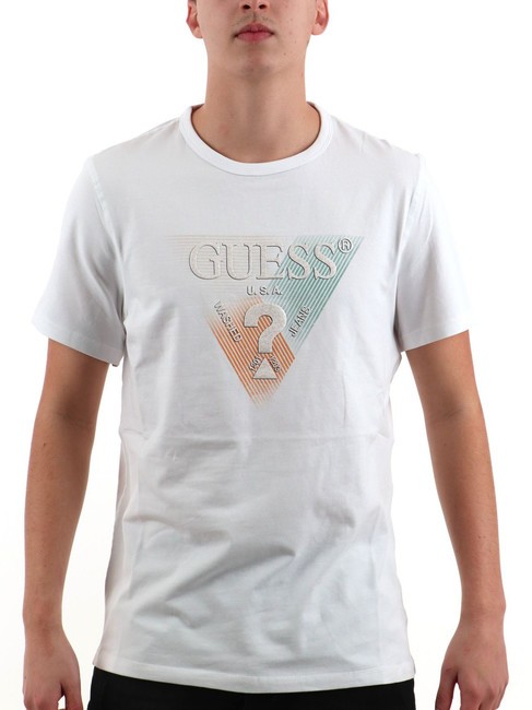 GUESS SS CN TRIANGLE Short-sleeved T-shirt purwhite - T-shirt