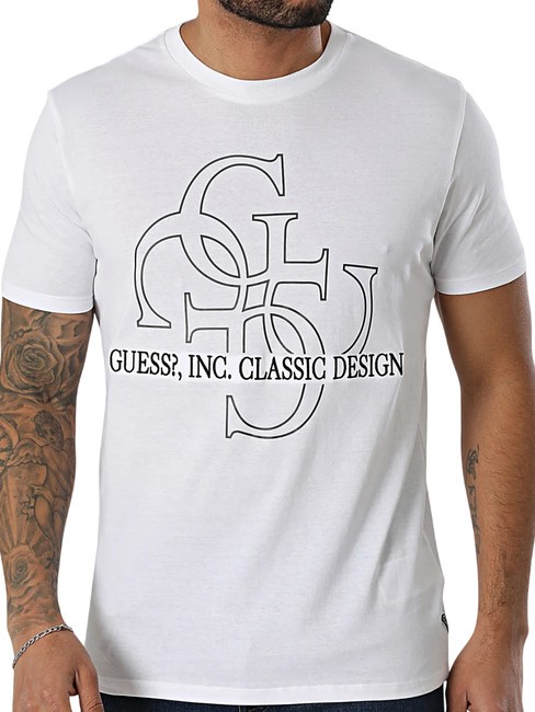 GUESS SS BSC CLASSIC QUATTRO Cotton T-Shirt purwhite - T-shirt