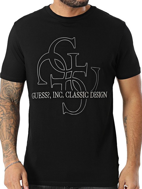 GUESS SS BSC CLASSIC QUATTRO Cotton T-Shirt jetbla - T-shirt