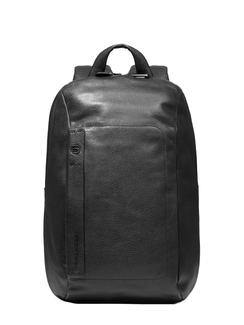 PIQUADRO P15 PLUS Leather 14" Laptop Backpack Black - Laptop backpacks