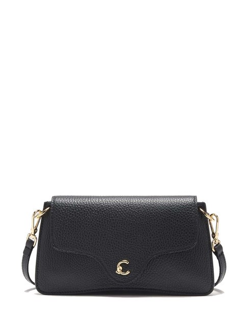 COCCINELLE C-ME Hammered leather bag with flap Black - Women’s Bags
