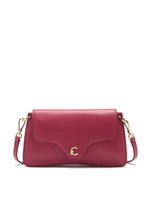 COCCINELLE C-ME Hammered leather bag with flap sangria - Women’s Bags