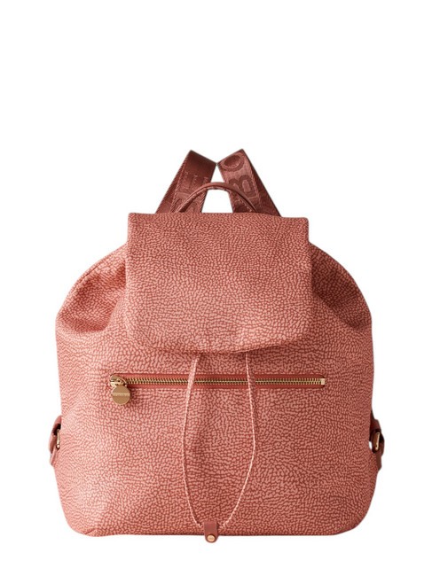 BORBONESE MEDIUM ECO LINE Medium backpack in fabric lipstick - Women’s Bags
