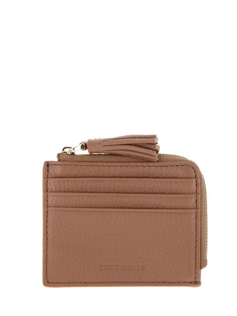 COCCINELLE TASSEL Card holder with zip in hammered leather skin - Women’s Wallets