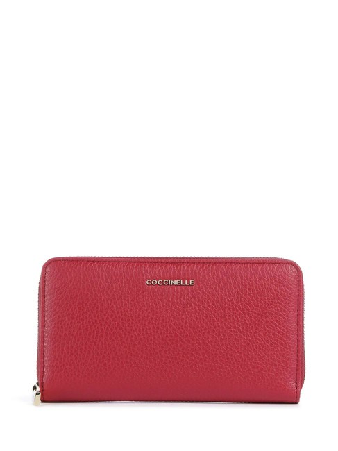 COCCINELLE METALLIC SOFT Textured leather zip wallet sangria - Women’s Wallets