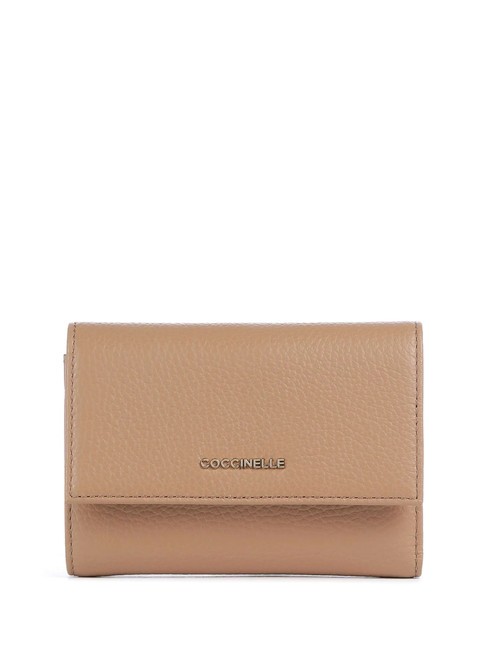 COCCINELLE METALLIC SOFT Hammered leather bifold wallet skin - Women’s Wallets