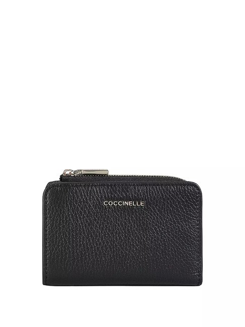 COCCINELLE METALLIC SOFT Small leather wallet Black - Women’s Wallets