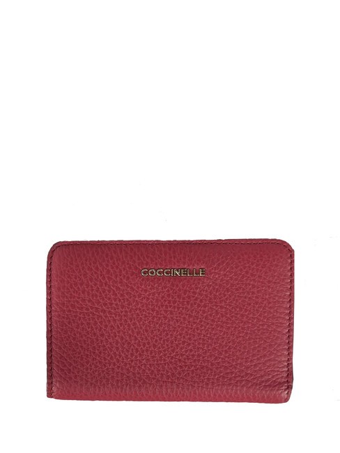 COCCINELLE METALLIC SOFT Small leather wallet sangria - Women’s Wallets