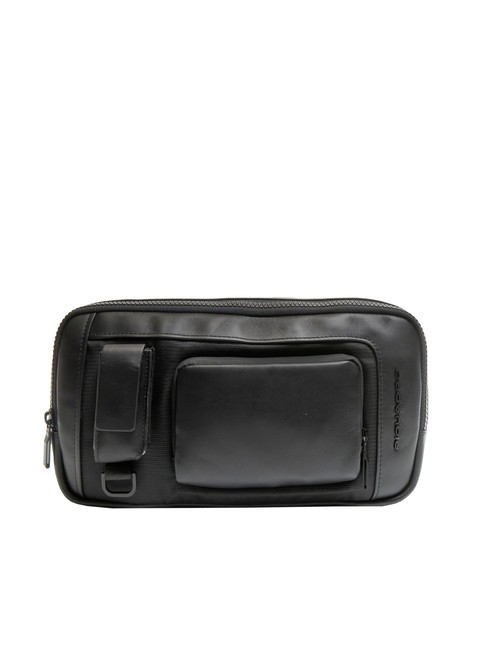 PIQUADRO W131 Leather bum bag Black - Hip pouches
