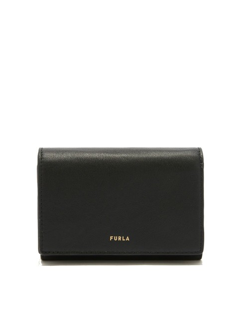 FURLA NUVOLA Medium Compact Leather Wallet Black - Women’s Wallets