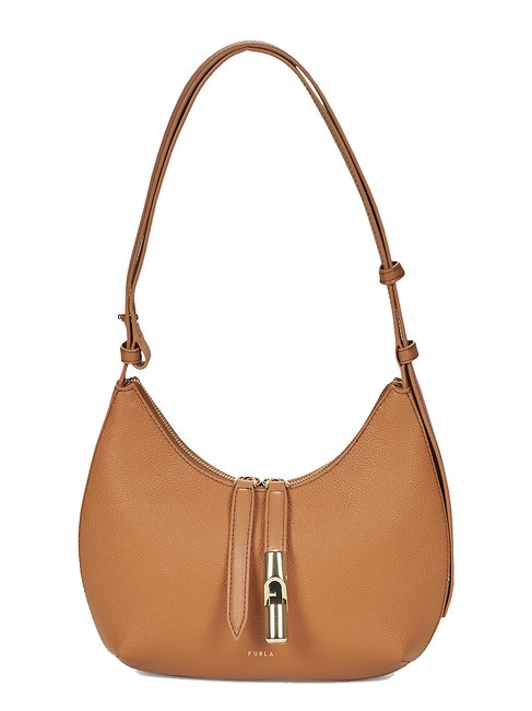 FURLA GOCCIA Hammered leather shoulder bag brandy - Women’s Bags
